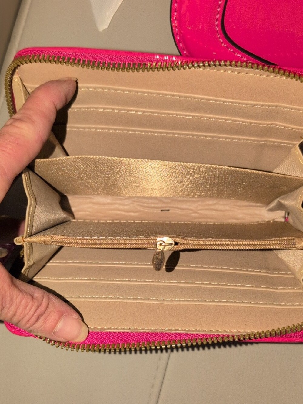Hot Pink Patent Leather Top-Handle Bag with Wristlet And Crossbody Strap - Picture 13 of 16